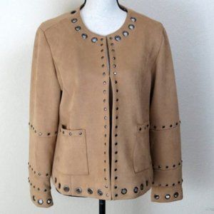 Sharon Young Tan Faux Suede Jacket Size M